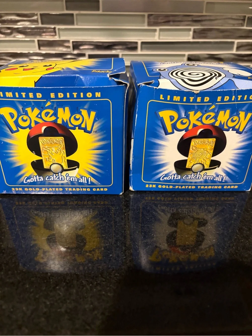 Limited Edition Blue Pikachu & Poliwrath Collectible Boxes Burger King 1999